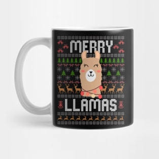 Funny Merry Llamas Ugly Christmas Sweater Llama Pun Xmas Mug